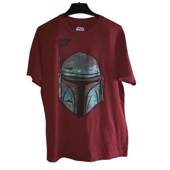 Star Wars Mens Red Heather Bounty Hunter Boba Fett Helmet Graphic Tee T-Shirt XL - Picture 1 of 8